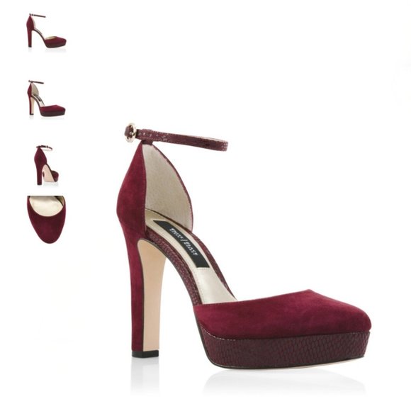 White House Black Market Shoes - WHBM: Marianna Port Suede Ankle Strap Platform Heels